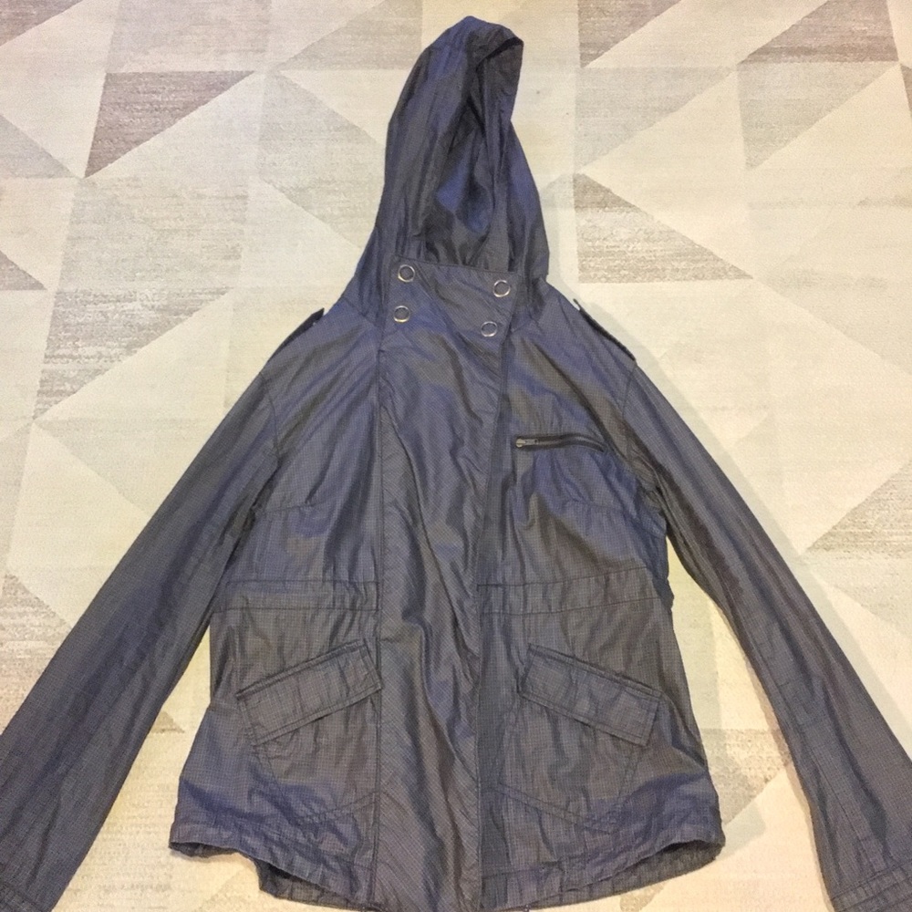 Free People Black Hooded Utility Rain Coat XS